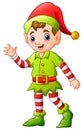 Cartoon Christmas elf waving Royalty Free Stock Photo