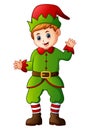 Cartoon christmas elf waving Royalty Free Stock Photo