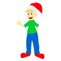 Illustration of cartoon Christmas Elf waving hands in color Royalty Free Stock Photo