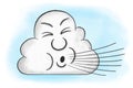 illustration of cartoon cloud blowing wind