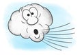 illustration of cartoon cloud blowing wind