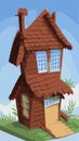 Illustration of a cartoon country house in spring or summer Royalty Free Stock Photo