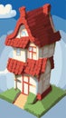 Illustration of a cartoon country house in spring or summer Royalty Free Stock Photo