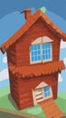 Illustration of a cartoon country house in spring or summer Royalty Free Stock Photo