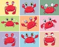 Illustration of Cartoon crab collection set