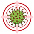 Illustration cartoon with crosshairs over corona virus a microorganism, COVID-19, H1N1