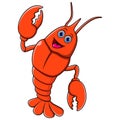 Cartoon cute shrimp waving on white background Royalty Free Stock Photo