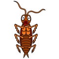 Cartoon Dead Cockroach isolated on white background