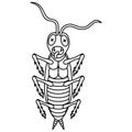 Cartoon Dead Cockroach line art