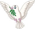 Cartoon dove with an olive branch