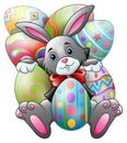 Cartoon Easter bunny carrying a basket full of eggs Royalty Free Stock Photo