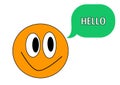 illustration of Cartoon emoticon smiley face with stickers hello