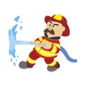 An illustration of cartoon fireman