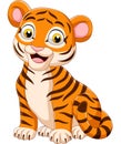 Cartoon funny baby tiger sitting Royalty Free Stock Photo