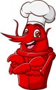 Cartoon funny lobster chef on white background Royalty Free Stock Photo