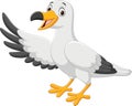 Cartoon funny smiling seagull waving hand Royalty Free Stock Photo