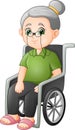 Cartoon grandmother sitting in the wheelchair