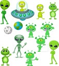 Cartoon green alien collection set Royalty Free Stock Photo