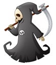 Cartoon grim reaper with scythe