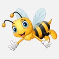 Cartoon happy bee waving hand Royalty Free Stock Photo