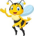 Cartoon happy bee waving hand Royalty Free Stock Photo