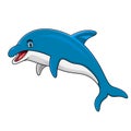 Cartoon happy blue dolphin jumping Royalty Free Stock Photo