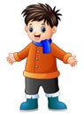 Cartoon happy boy in winter clothes Royalty Free Stock Photo