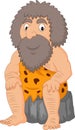 Cartoon happy caveman sitting
