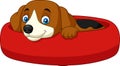 Cartoon happy dog relaxing in the lair Royalty Free Stock Photo