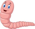 Cartoon happy earthworm isolated on white background Royalty Free Stock Photo