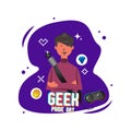 Illustration cartoon happy geek pride day design