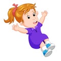 Cartoon happy kids pose flying