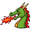 Cartoon head dragon blowing fire Royalty Free Stock Photo