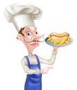 Cartoon Hotdog Chef Pointing