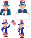 Cartoon illustration of uncle Sam collection set