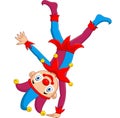 Cartoon jester standing upside down