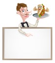 Cartoon Kebab Pita Waiter Sign