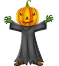 Cartoon kid with Halloween pumpkin costume