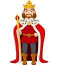 Cartoon king holding a golden scepter Royalty Free Stock Photo