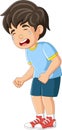 Cartoon little boy standing and crying