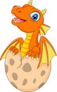 Cartoon little dragon hatching