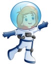 Cartoon little girl in astronaut costume