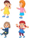 Cartoon little girl with different posing