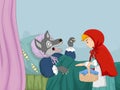 Cartoon little red riding hood and wolf Royalty Free Stock Photo