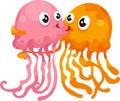 illustration cartoon love jellyfish vector Royalty Free Stock Photo