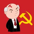 Illustration cartoon of Mikhail Sergeyevich Gorbachev, Russian Soviet president politician on red background