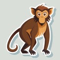 Cartoon monkey illustration sitting with a sticker effect look Royalty Free Stock Photo