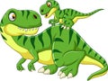 Cartoon Mother and baby dinosaur