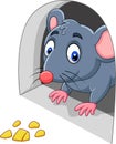 Cartoon Mouse and Cheese in the hole Royalty Free Stock Photo