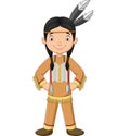 Cartoon native american indian girl on white background